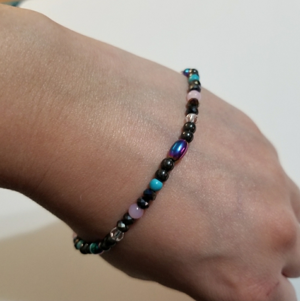 Black Iridescent Bracelet/Anklet